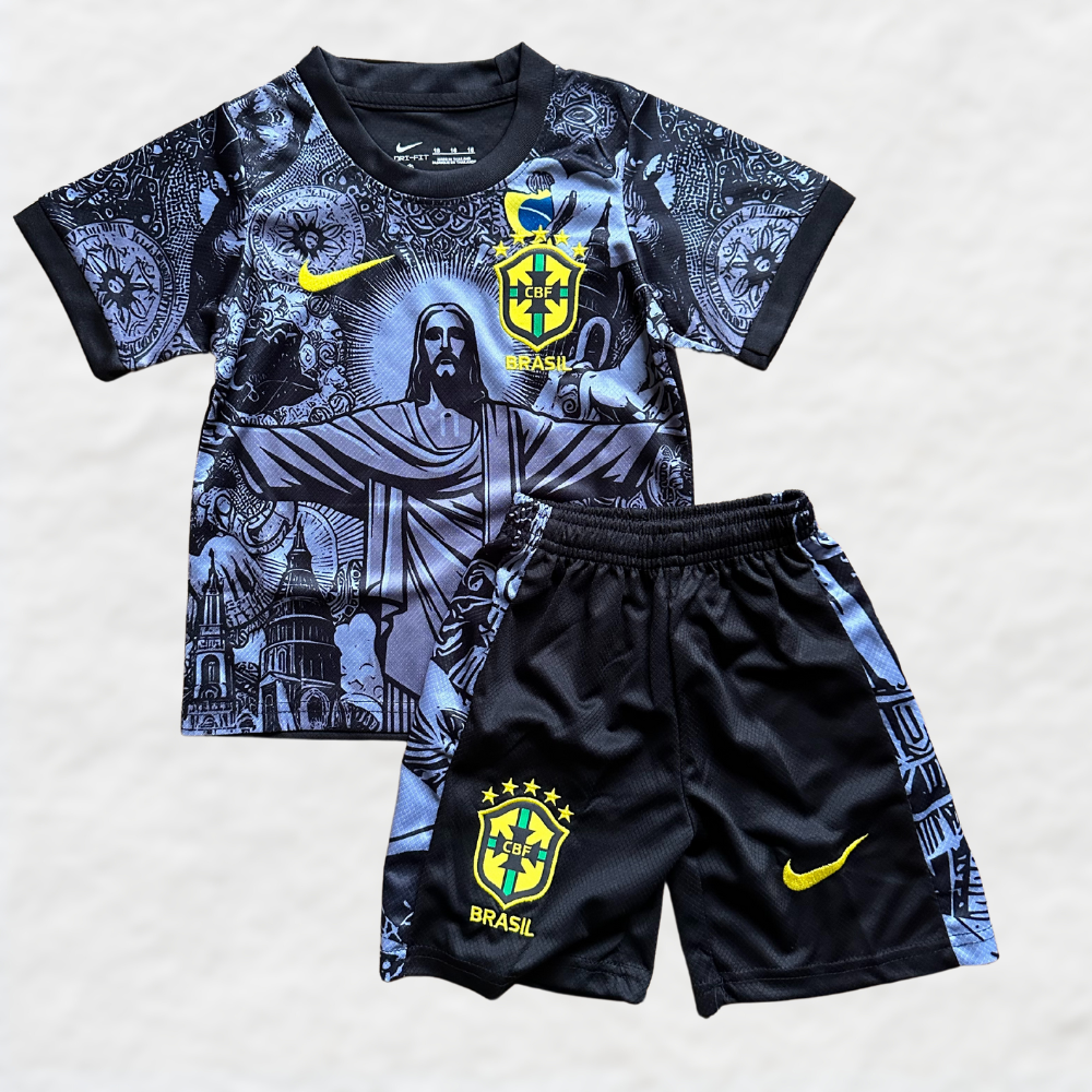 (KIDS) Brazil 2024/25 Black 'Christ The Redeemer' Special Kit - Clear Out